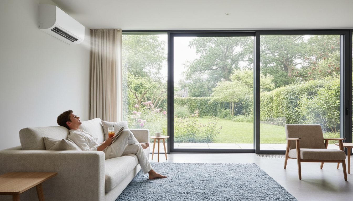 Airconditioning installatie bij bakstenen woning in Vlaanderen